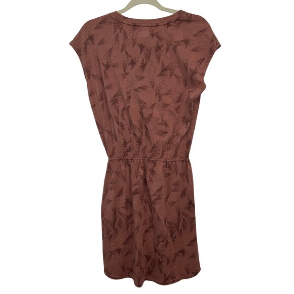 Merrell Knit Casual Midi Dress Burlwood Prism Print with Pockets Size Small - Picture 2 of 6